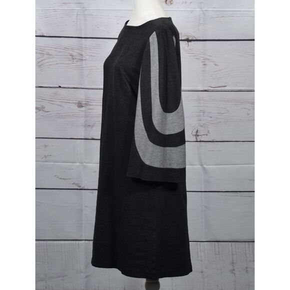 Trina Turk Women's Charcoal Gray Bell Sleeve Hijinx Mini A-Line Dress Size 6 EUC - Picture 2 of 8